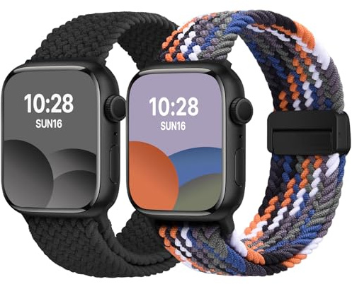 Fullmosa Geflochtenes Armband 2026 für Apple Watch 42mm 41mm 40mm 38mm | für iWatch SE 3 2, Series 11 10 9 8 7 6 5 4, Sport Nylon-Armbänder, Magnetverschluss, Für Damen Herren, Bequem & Atmungsaktiv