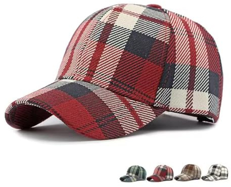 Klassische Karierte Baseballkappe Verstellbar Plaid Muster Basecap Unisex Casual Style