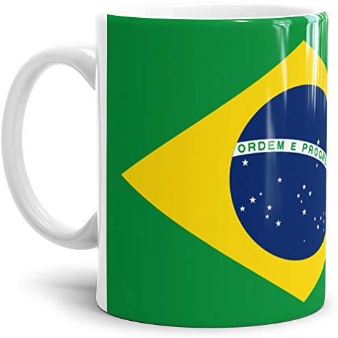 Tassendruck Flaggen-Tasse/Souvenir/Urlaub/Länder-Fahne/Kaffetasse/Mug/Cup - (Brasilien, Normal)
