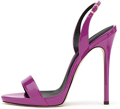 elashe- Scarpe da Donna - Sandali con Tacco Alto - 12CM Sandali- Sandali della Cintura della Caviglia Viola EU42