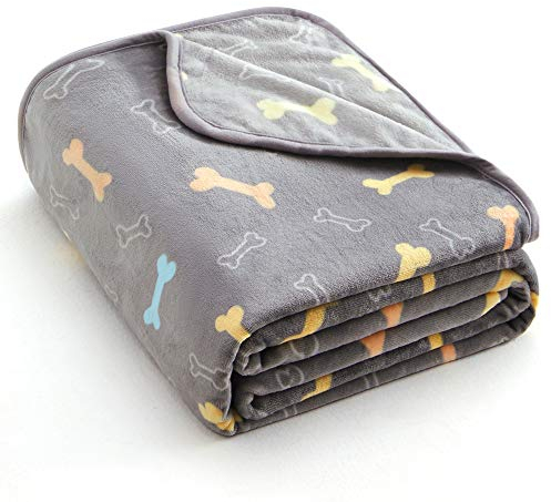 ALLISANDRO Flauschige Hundedecke [80x60cm Grau] Katzen Decke mit super Soft weiche Flauschige Haustier-Decke, Überwurf für Hundebett Sofa und Couch