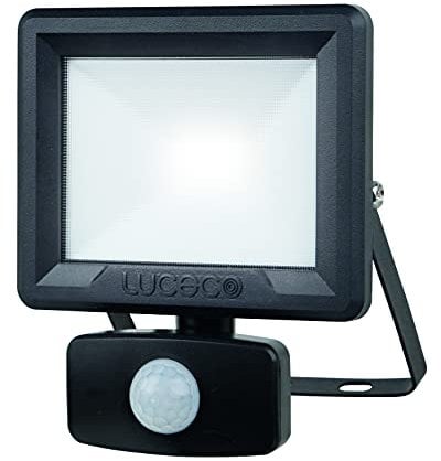Luceco LED Eco Slimline Floodlight with PIR Sensor, 20 Watts, Black