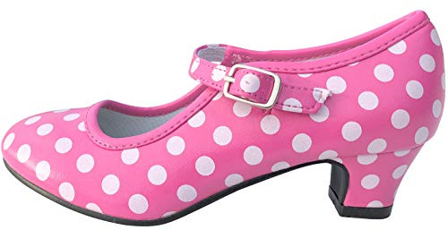 La Senorita Spanish Flamenco Shoes - Pink White Size: 10 UK Child