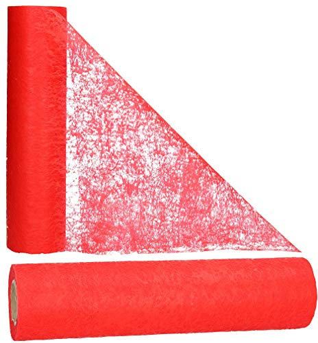 AmaCasa Tischläufer Rot (30 cm x 25 m) – Hochwertiges Vliesband für stilvolle Tischdekoration bei Hochzeiten, Geburtstagen & besonderen Anlässen