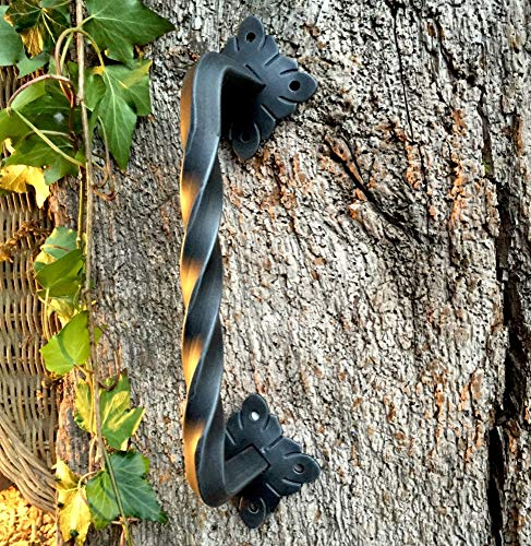 Antikas - Wrought Iron Push Handle for Front Door, Gate Fittings, Turned Iron Pull Handle