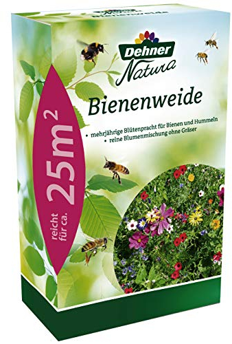 Dehner Natura Premium Saatgut Bienenweide, Blumenmischung mehrjährig, natürlicher Lebensraum für Bienen/Hummeln/Schmetterlinge, 0.25 kg, für ca. 25 qm