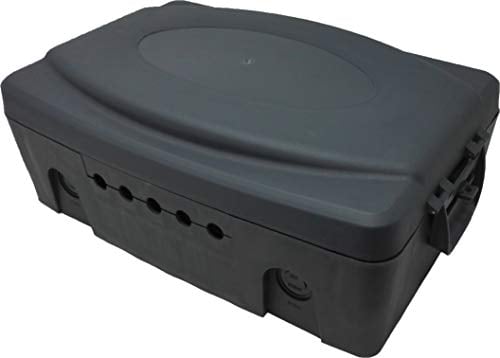 POLY POOL - PP2605 Wasserdichte Elektrobox für den Außenbereich, schwarz - Box zur Abdeckung von Steckdosenleisten, Netzgeräten, Steckdosen, Timern - Wasserdichte Schutzbox mit Löchern für Wandmontage
