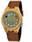 Holzwerk Germany Handgefertigte Designer Unisex Damen-Uhr Herren-Uhr Öko Natur Holz-Uhr Leder Armband-Uhr Analog Klassisch Quarz-Uhr Future Edition Braun Grün