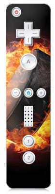 DeinDesign Skin kompatibel mit Nintendo Wii Controller Folie Sticker Eishockey Feuer