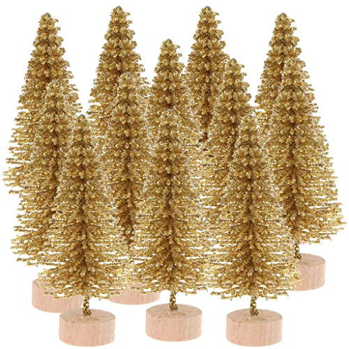 NIU MANG 12Pcs/Set Mini Christmas Artificial Pine Trees - Bottle Brush and Sisal Trees With Wood Base for Party Home Decoration