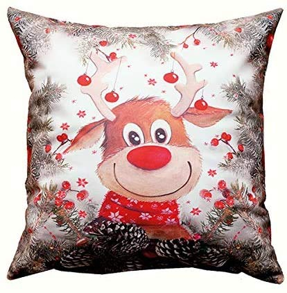 texpot Kissenhülle 40 x 40 cm Kissenbezug Hülle Kissen Bezug Hüllen (Elch mit roter Nase)
