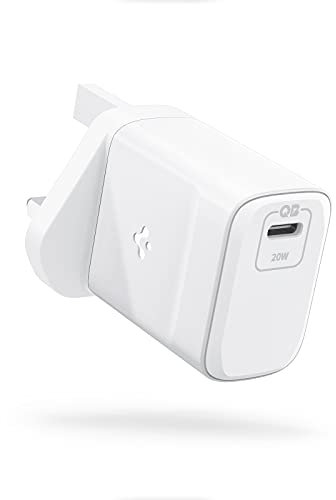 Spigen 20W USB C PD 3.0 Fast Charging Adapter, Compatible with iPhone 15/14/13/12 Series, Samsung Galaxy S23/S22/S21/S20, Steam Deck, 20W Output, 50% in 30 Mins, Wall Mount, 1 Count