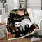 Loussiesd Faultier 150x200cm Kuscheldecke Kinder Faultier Tiere Wohndecke Tropische Blumen Blätter Flanell Fleecedecke Schwarz für Jungen Mädchen Mikrofaser Decke Netter Karikatur Faultier Wohndecke