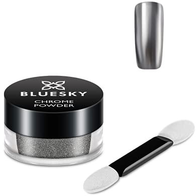 Bluesky Chrome Nail Powder Kit With Applicator Brush Metallic Gel Nail Art Silver 5g