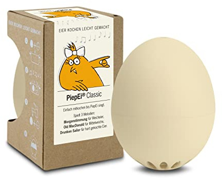 BeepEgg Classic Beige – Minuteur Chantant pour la Cuisson des œufs – Cuiseur d’œufs 3 cuissons – Œuf minuteur Musical avec 3 mélodies – Gadget de Cuisine Amusant – PiepEi