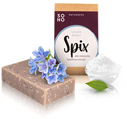 SOHO Naturkosmetik Duschseife Spix • Salzseife mit Kakaobutter • Feste Duschseife ohne Palmöl • Vegane Seife für Körper & Hände (95g)