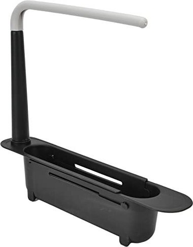 Haofy Estante de Almacenamiento Telescópico para Fregadero, Cesta de Drenaje Ajustable Libremente, Fregadero de Filtro, Estante de Almacenamiento Extensible de Gran Capacidad para Fregadero de(Negro)