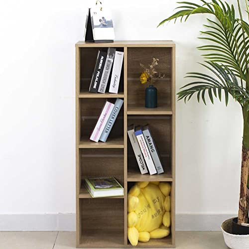 BAKAJI Libreria Scaffale Vela 7 Ripiani Casa e Ufficio Armadio aperto con Mensole Cubo Mobile Moderno Archiviazione documenti ideale per Studio Soggiorno Salotto Struttura in Legno (Quercia)