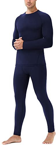 Roadbox Thermounterwäsche Herren,Lange Funktionsunterwäsche Set Atmungsaktiv & Weich Thermobekleidung männer Winter für Lauf,Fahrrading,Fußball,Skifahren,Blau,2XL