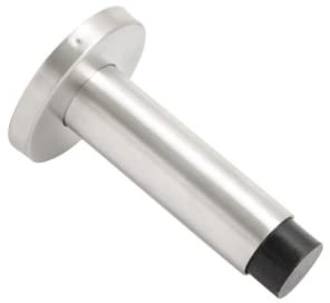 Vibe Projection Door Stop 90mm on Satin Stainless Steel, Door Stopper, Rubber Ring to Protect Door, Walls, and Skirting for Internal Use