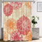Shrahala Dekorativer Duschvorhang, Dahlien-Design, Orange, Frühlings-Badezimmer-Dekoration, Polyesterfaser, wasserdicht, mit Kunststoffringen für Duschstall, Badewannen, 182,9 x 152,4 cm, Rot