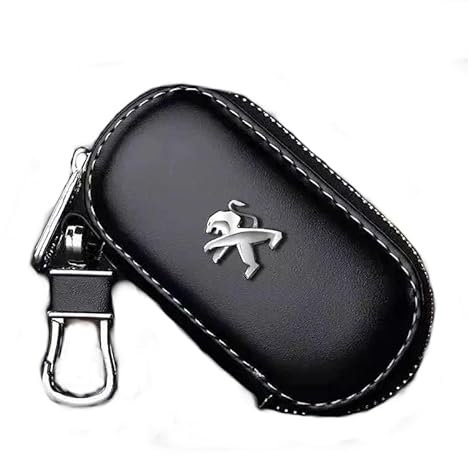 ALINZO Cuir, Étuis à Clés de Voiture, Porte-clés Télécommande, Porte-clés, Accessoires de Décoration, pour Peugeot 3008 2008 208 108 4008 301 508 408 5008 207 107 4007,Bla-CK
