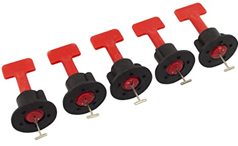 Amtech 50pc Tile Levelling Kit, Reusable Clips and Spacers with 5 mm Spacing, for Even Tile Installation on Walls and Floors.