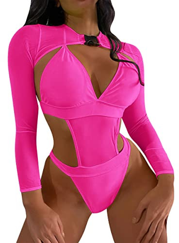 Rave Outfit Donna Festival Sexy Neon Body Body Body Donna Hip Hop Abbigliamento Clubwear, rosso rose, M