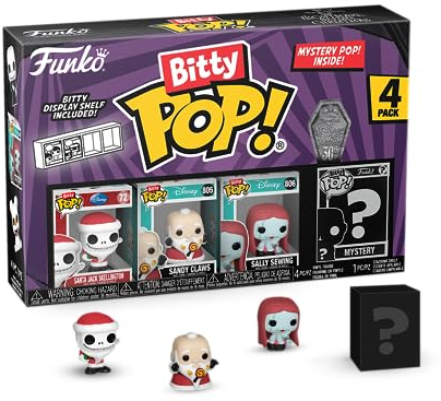 Funko Bitty Pop! The Nightmare Before Christmas - Santa Jack 4PK - Santa Jack, Sandy Claws, Vampire Teddy with Duck und eine Überraschungs-Mini-Figur - 0.9 Inch (2.2 cm) Sammlerstück