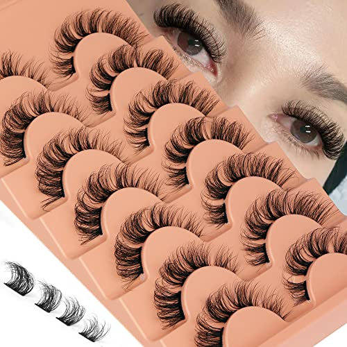 Cluster Lashes Natural Look D Curl False Eyelashes Fluffy Wispy Individual Lash Extensions Strips Volume Eyelashes 7 Pairs by Eefofnn