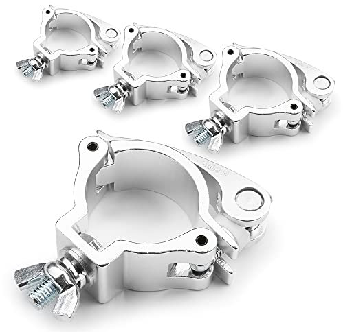 BeamZ BC50-50 Quick Release Half Coupler Lighting Clamps (Pack of 4) - Heavy-Duty Aluminium Truss Mounts with Butterfly Fixing, 100kg Load, Fits 48-51mm Diameter Pipes, Stage & DJ Equipment