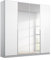 Rauch Möbel Alabama Drehtürenschrank Schrank Kleiderschrank Weiss Hochglanz, Seidengrau mit Spiegel, 4-türig, Inklusive Zubehörpaket Classic, 2 Kleiderstangen, 7 Einlegeböden, BxHxT 181x229x54 cm