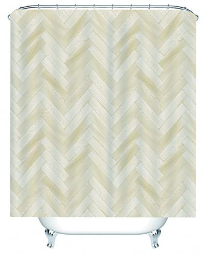 Stfery Duschvorhang Motiv Beige, Duschvorhang Waschbar aus Stoff Gewebtes Muster 150x200 Polyester Bad Vorhang Badezimmer Dekoration