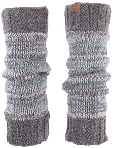 GURU SHOP Wollstulpen aus Nepal, Beinstulpen aus Schurwolle Ton in Ton - Grau, Herren/Damen
