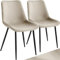 TecTake® Set 2 Sedie Sala da Pranzo Effetto Velluto, Sedie Soggiorno con Morbida Imbottitura, Seduta Ergonomica, Poltrone Velluto Versatili, Sedie Design Moderno - Crema