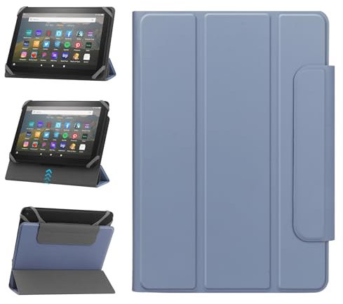 HoYiXi Custodia universale per 7-8 pollici Samsung Galaxy Lenovo Fire Android Tablet Cover protettiva regolabile in due posizioni con supporto Pieghevole - viola