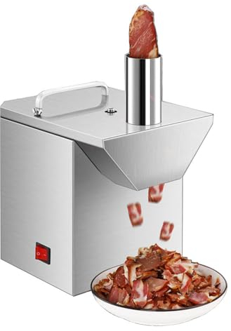 McbeAn Electric Vegetable Slicer, Commercial Sausage Ham Ring Cutting Machine, 100kg/h, 5cm Diameter Feeding Port, Vegetable Grater Shredder Chopper Dicer, For Celery Big Chili Onion Ginger Cucum
