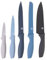 MasterChef Messerset, Küchenmesser Set ink. Kochmesser, Gemüsemesser, Schälmesser, Schneidemesser & Brotmesser, Scharfe Messer Edelstahl, Antihaftbeschichtete, Soft-Touch-Griffe, 5-teilig, Blau