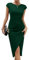 Missufe Cocktailkleid Wickelkleid Elegant Partykleid Midikleid Damen Abendkleider Bodycon Figurbetontes Sommerkleider (Dunkelgrün, XX-Large)