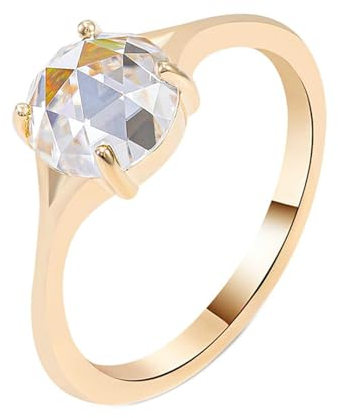 9 Karat Goldring, Eheringe Partnerringe mit Rundschliff 3ct Moissanit Gelb Gold Ringe Größe 47 (15.0)-67 (21.3)
