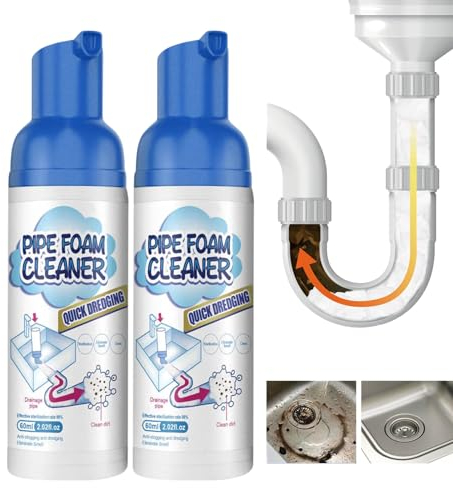 2 Stück Abflussreiniger & Rohrreiniger, 60ML Intensiv Rohrreiniger Abflussreiniger Schaum für Entfernt Haare und Ablagerungen in Rohren und Abflüssen, Für alle Gängigen Rohrarten Geeignet