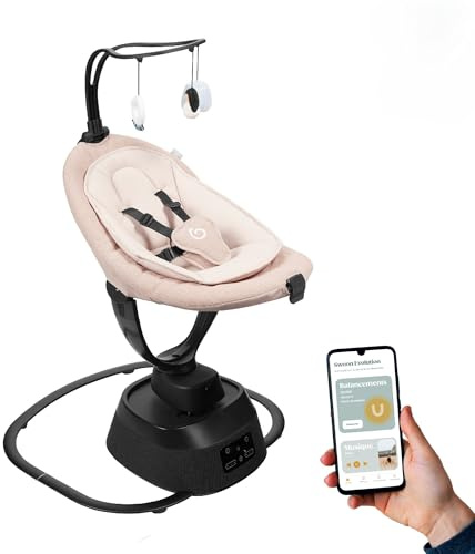 Babymoov Swoon Evolution Smart Electric Baby Swing, Bluetooth-Connected, 8 Motions, 360° Reclining Seat, Music Streaming, Voice Recording, Personalized Lullabies, Mobile App Control, Infant Included