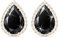 Linawe Black Stud Earrings for Women, Imitation Diamond Cubic Zirconia Teardrop Rhinestone Crystal Earrings Studs, Rose Gold Cartilage Piercing Statement Costume Jewellery Vintage