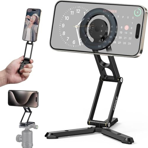 Trípode magnético plegable para teléfono móvil compatible con Magsafe para iPhone 15/14/13/12 Plus Pro Max, Mini trípode para teléfono móvil, soporte de escritorio todo en uno