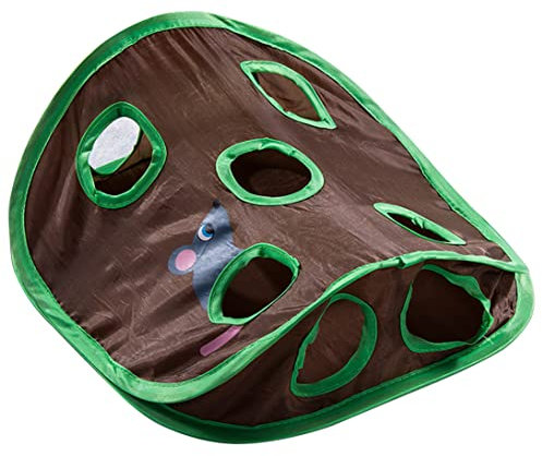 Hperu Katzen interaktive Spielzeugmatte mit Löchern Katzen 9 Löcher Tunnel Spielzeugkatze Aktivität Spiele Matte faltbares Training Kratzen für Pet Cat Matte mit Löchern
