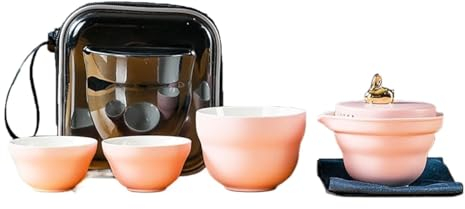 Teeservice, chinesisches Kung-Fu-Teeservice, chinesisches Panda-Reise-Teeservice, tragbares Teeservice, japanisches Teeservice, tragbare Teetasse, tragbare Tasche, Keramik-Teeservice, Geschenk für Fr