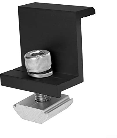 Oniissy 4Pcs PV Solar Panel Mount Accessories PV End Clamp Aluminum Alloy Black,Solar Panel End Clamp,Solar Mounting Brackets Kit,for Solar Panel Pv Mounting System Install Accessories(30mm)
