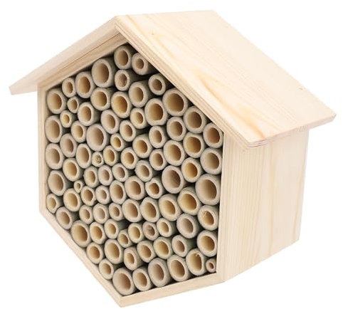 YUMILI Sechseckiges Bienenhaus aus Holz, Bienenkasten für Zuhause, Hotel, Lockt Friedliche Bienenbestäuber an und Steigert die Gartenproduktivität