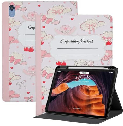 Case for iPad (A16) 11th/10th Generation 10.9'' inch 2025/2022, PU Leather Folding Stand Shell Soft TPU Back Cover with Pencil Holder Auto Wake/Sleep, Composition Notebook
