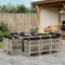 LAPOOH 11-TLG. Garten-Essgruppe mit Kissen Hellgrau Poly Rattan, Esstisch Mit Stühlen Set, Gartenmöbel Sitzgruppe, Balkon Möbel, Gartenlounge Set, Terrassenmöbel, Balkonmöbel Set - 3211031